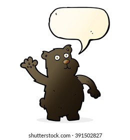 Karikatur auf schwarzem Bär mit Sprachblase