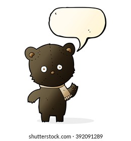 dibujos animados agitando oso negro con burbuja de habla