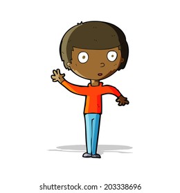 cartoon waving boy