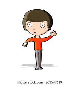 cartoon waving boy