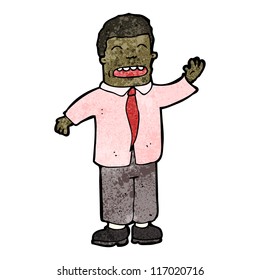 cartoon waving businessman