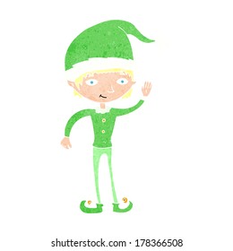 cartoon waving christmas elf