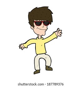 cartoon waving cool guy