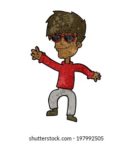 cartoon waving cool guy