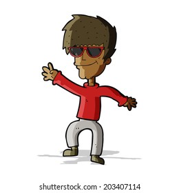 caricatura saludando a un chico genial