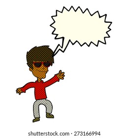 Cartoon schwingend cooler Typ mit Sprachblase