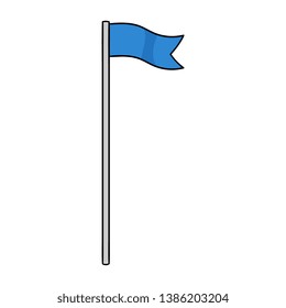 Cartoon Waving Flag On Pole