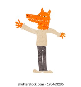 cartoon waving fox man