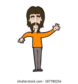 caricatura saludando a un hombre con bigote