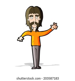 cartoon waving man with mustache