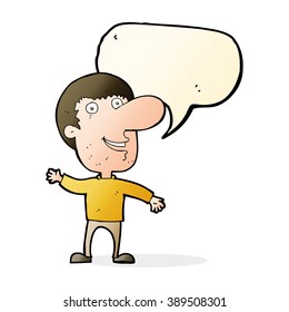 caricatura agitando a un hombre con burbuja de habla