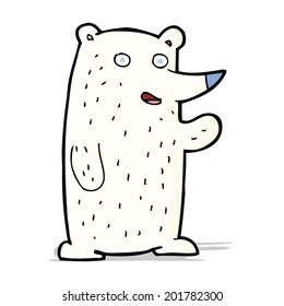 cartoon waving polar  bear