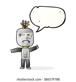 cartoon waving robot with speech bubble