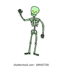 cartoon waving skeleton