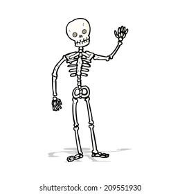 cartoon waving skeleton