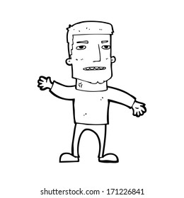 cartoon waving stressed man