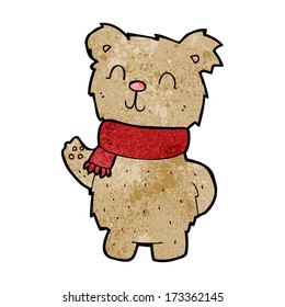 cartoon waving teddy bear