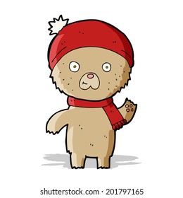 cartoon waving teddy bear