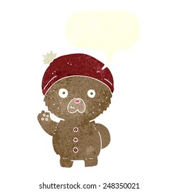 cartoon waving teddy bear