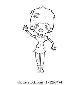 cartoon waving vampire girl