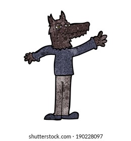 cartoon waving wolf