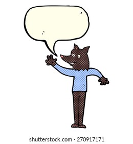 Karikaturenschwellender Wolfsmann mit Sprachblase