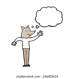 Cartoon-Wölf-Mann mit Gedankenblase