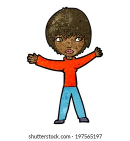 cartoon waving woman
