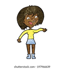 cartoon waving woman