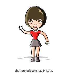 cartoon waving woman