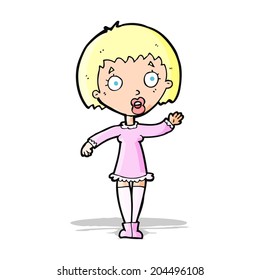 cartoon waving woman