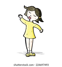 cartoon waving woman