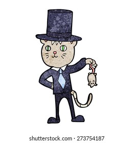 gatito rico colgando un ratón muerto