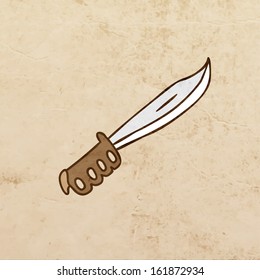 Arma de caricatura. Ilustración de vectores de tracción manual, fondo de textura de papel de vintage