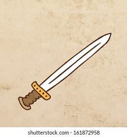 Cartoon Weapon. Cute Hand Drawn Vector illustration, Vintage Paper Texture Background