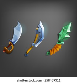 Cartoon weapons for games. Vector illustration.