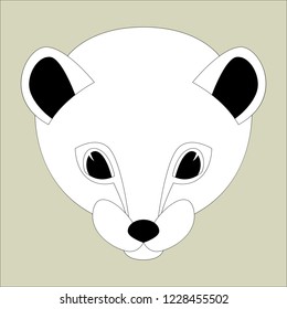  cartoon weasel face  vector illustration flat style  front view