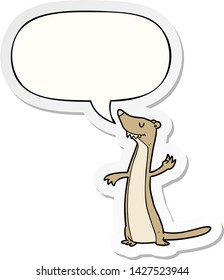 cartoon weasel with speech bubble sticker