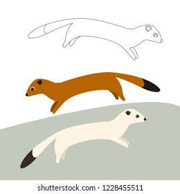  cartoon weasel vector illustration flat style profile view