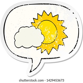 cartoon weather with speech bubble distressed distressed old sticker