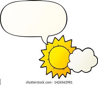 Cartoon-Wetter mit Sprachblase in glattem Farbverlauf-Stil