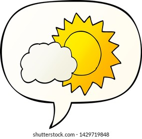 clima de dibujos animados con burbuja de habla en un estilo de gradiente suave