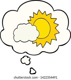 Cartoon-Wetter mit Gedankenblase