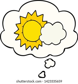 cartoon weather with thought bubble
