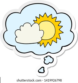 Cartoon-Wetter mit Denkblase als Druckaufkleber