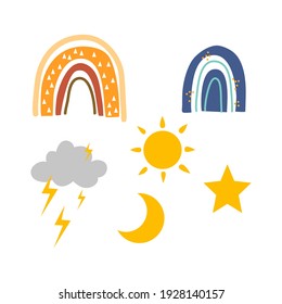 Cartoon weathers items hand drawn