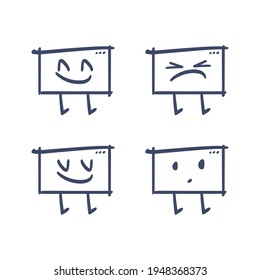 Cartoon web page character.Set of Emoticons.Isolated vector illustration on white background.