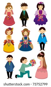 cartoon Wedding ceremony - bride and groom icon
