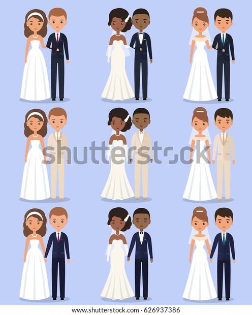 Cartoon Wedding Characters Animated Bride Groom Royalty Free