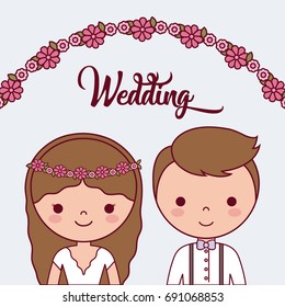 cartoon wedding couple icon